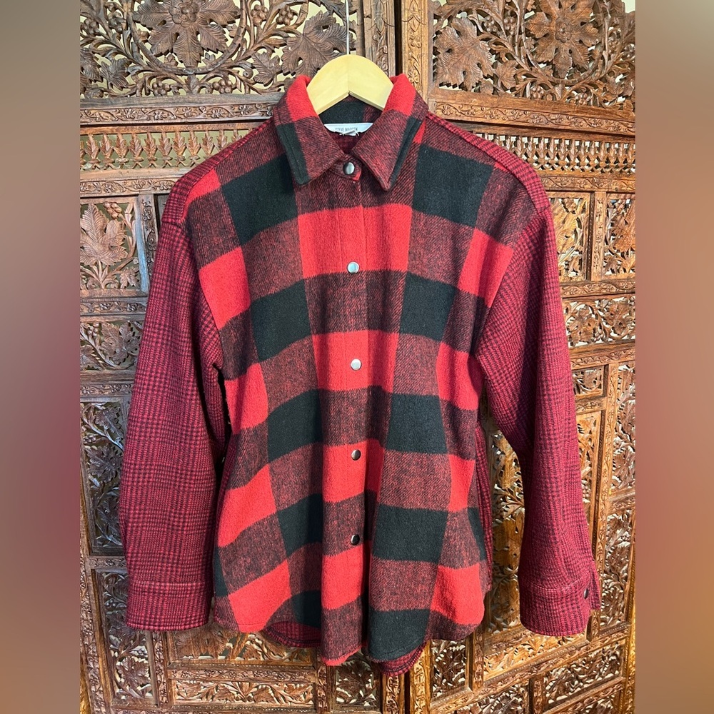 Steve Madden Sophia buffalo plaid red and black button up flannel